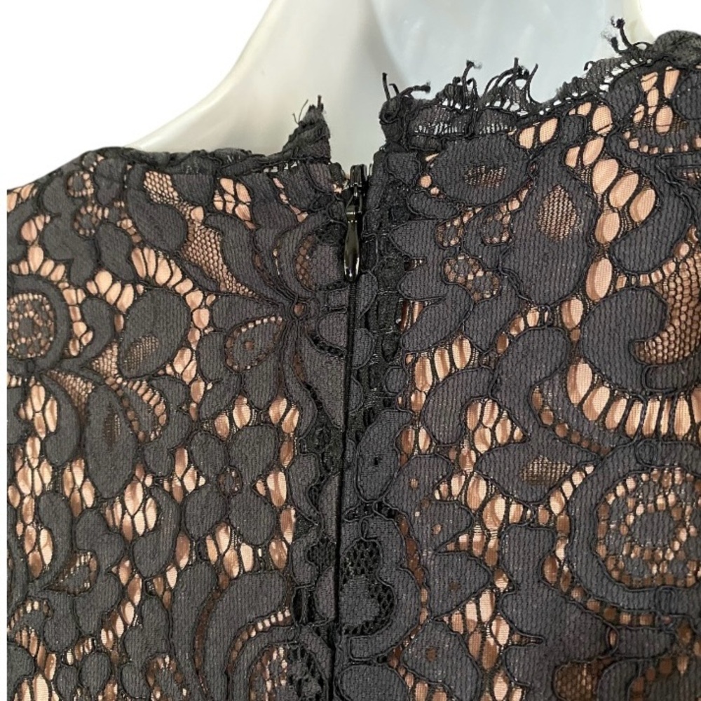 H&M Black Lace Fit & Flare Dress M Pink Lined Romantic Goth Coquette - Picture 10 of 14